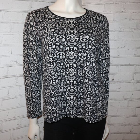 🌲🖤🐿️ Croft & Barrow Tee · Woodland Animal Print · Size L - Picture 3 of 6